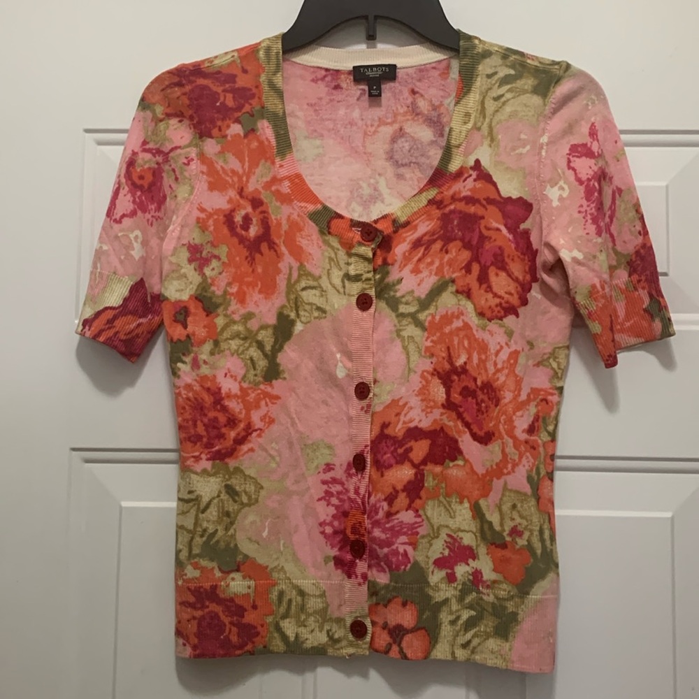4/$10 Talbots size XSP floral pink sweater